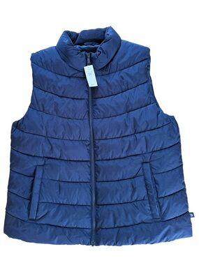 NWT GAP MENS LG NAVY 
COLDCONTROL PUFFER VEST FULL ZIP WATER RESISTANT INSULATED